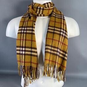 BURBERRY LONDON Brown Red Plaid Cashmere Scarf